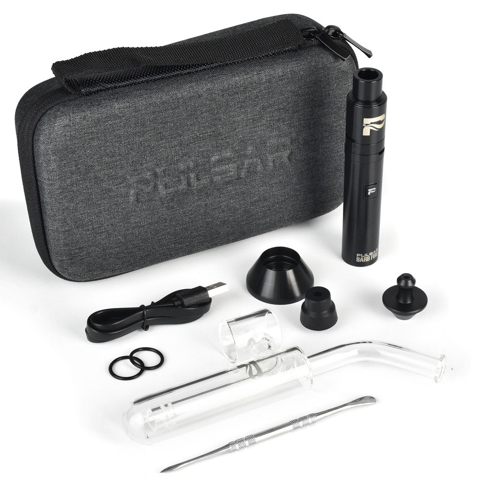Pulsar Barb Fire H2O Wax Vape Kit with accessories and carrying case, 1450mAh battery power