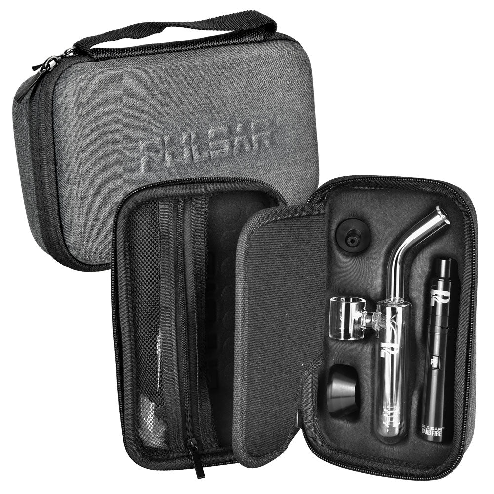 Pulsar Barb Fire H2O Wax Vape Kit with 1450mAh battery, displayed in open carrying case