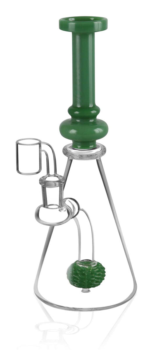 Pulsar Beaker Sponge Perc Oil Rig in Assorted Colors with a Clear Beaker Base and Side View