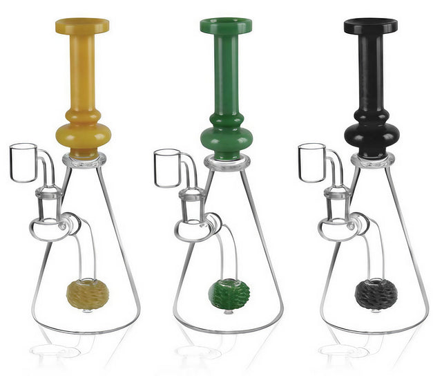 Pulsar Beaker Sponge Perc Oil Rigs in Assorted Colors with Borosilicate Glass, Front View