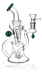 Pulsar Bent Neck Recycler Bong with Showerhead Percolator, 8" Height, 14mm Joint, Front View