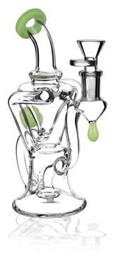 Pulsar Bent Neck Recycler Bong with Showerhead Percolator, 8" Height, Portable Design