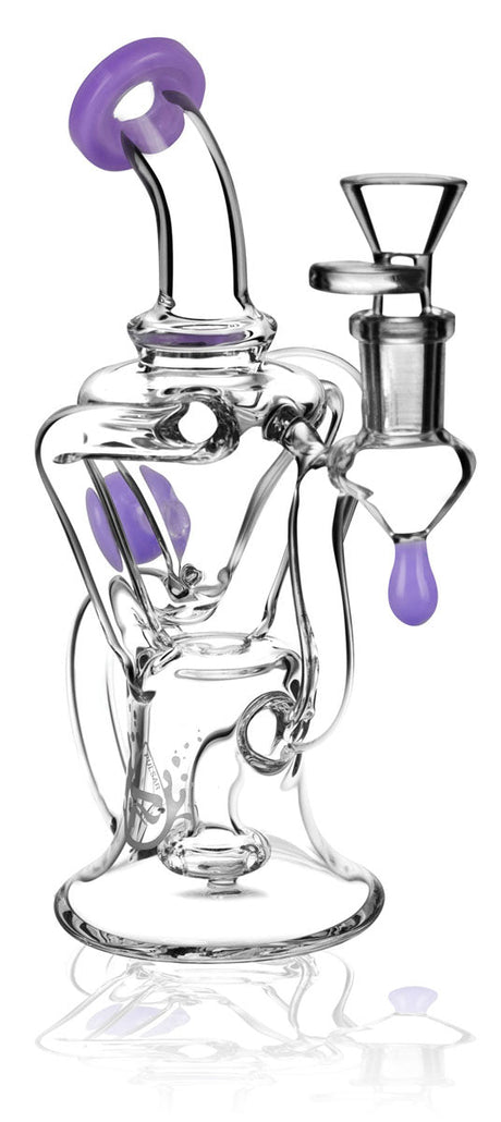 Pulsar Bent Neck Recycler Bong with Showerhead Percolator, 8" Height, Front View