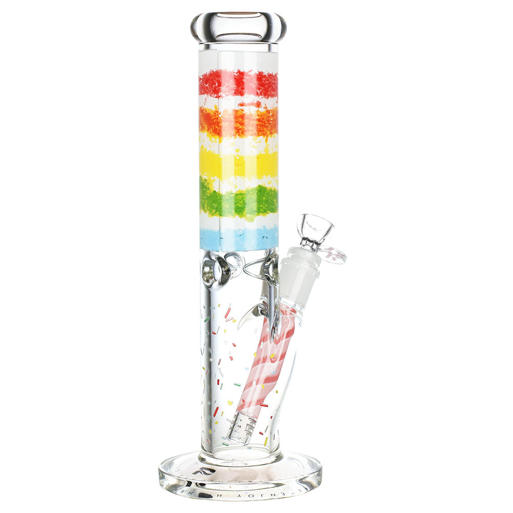 Pulsar 12" Birthday Cake Design Straight Tube Water Pipe with 14mm Female Joint, Front View