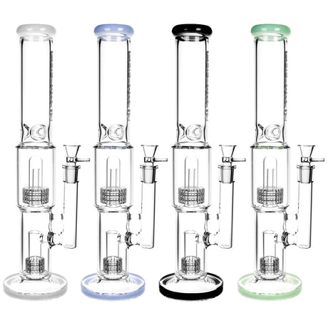 Pulsar Borosilicate Water Pipes in various colors, 16.5" tall with 19mm female joint, front view