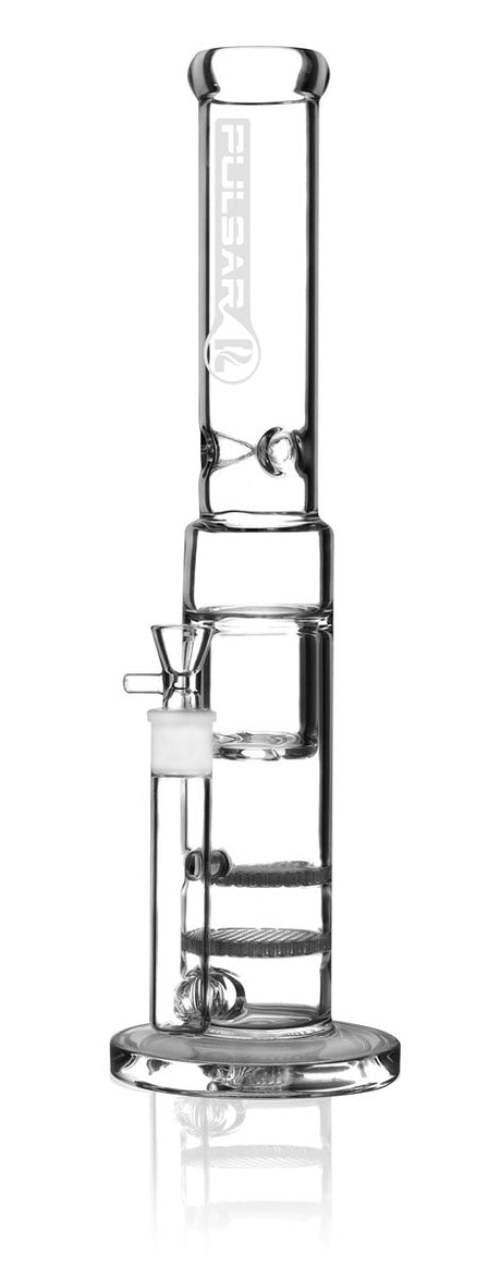 Pulsar 17" Borosilicate Glass Water Pipe with Honeycomb Percolator, Front View