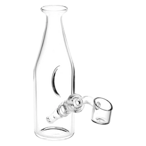Pulsar Clear Glass Bottle Style Rig with 45 Degree Quartz Banger, Side View