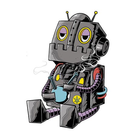 Pulsar DopeBot Water Pipe illustration, 10" tall, 14mm female joint, with borosilicate glass