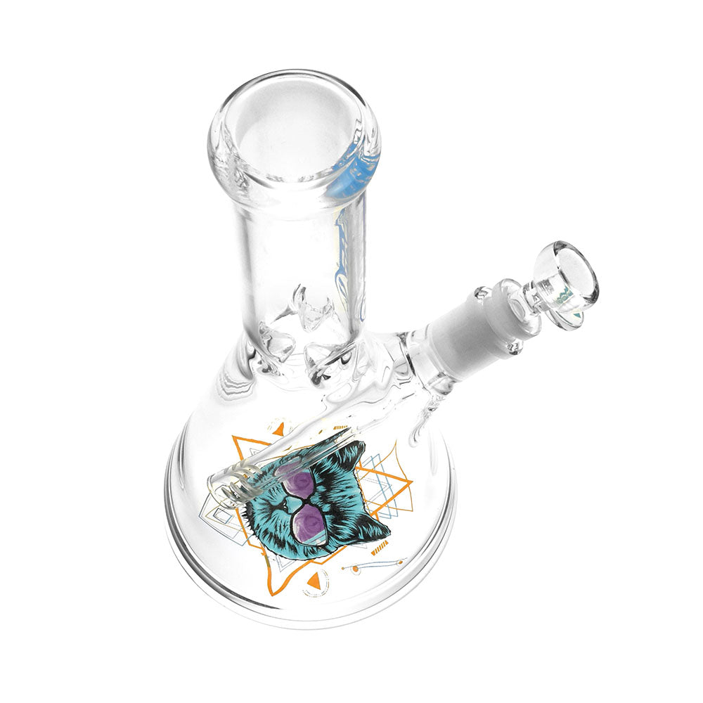 Pulsar Bottoms Up Sacred Cat Water Pipe, 10", 14mm Female, Beaker Design, Borosilicate Glass