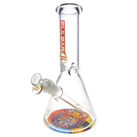 Pulsar Bottoms Up Trippin' Water Pipe, 10", 14mm Female, Beaker Borosilicate Glass, Front View