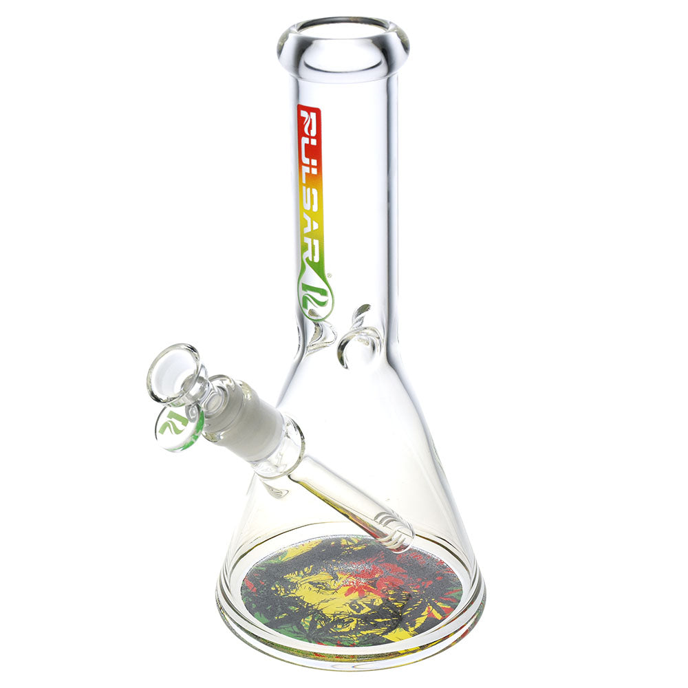 Pulsar Bottoms Up Zion Lion Water Pipe, 10", Borosilicate Glass, Beaker Design