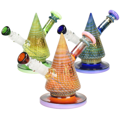 Pulsar Bubble Matrix Cone Water Pipes in various colors with a 14mm female joint, front view