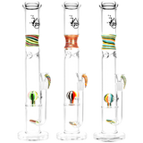 Pulsar Candy Swirl Tube Water Pipe with colorful accents, 16" tall, 90 degree joint, thick glass