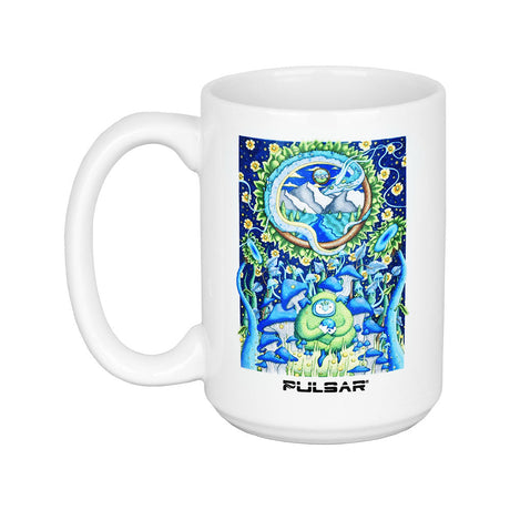 Pulsar Ceramic Mug with vibrant 'Remembering How To Listen' design, 15oz, front view
