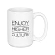Pulsar Ceramic Mug 15oz with 'Enjoy Higher Culture' text, front view on a white background