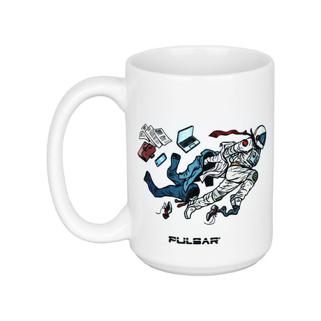 Pulsar Ceramic Mug 15oz with Super Spaceman design, front view on white background