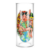 Pulsar Chill Cat Gravity Water Pipe front view with colorful cat artwork on clear borosilicate glass