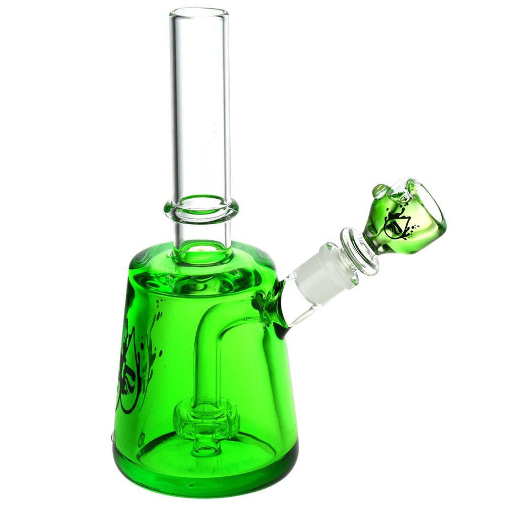 Pulsar Chugger Glycerin Water Pipe in vibrant green with showerhead percolator, side view on white background