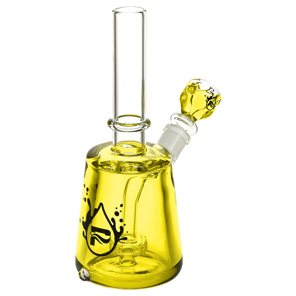 Pulsar Chugger Glycerin Water Pipe in yellow, 8.25" with Showerhead Percolator, front view on white