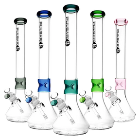Pulsar Beaker Water Pipes with Color Accents, Slit-Diffuser Percolator, and Borosilicate Glass