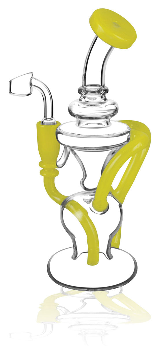 Pulsar Crazy Legs Recycler Rig, 9" with 14mm Female Joint, Assorted Colors, Front View