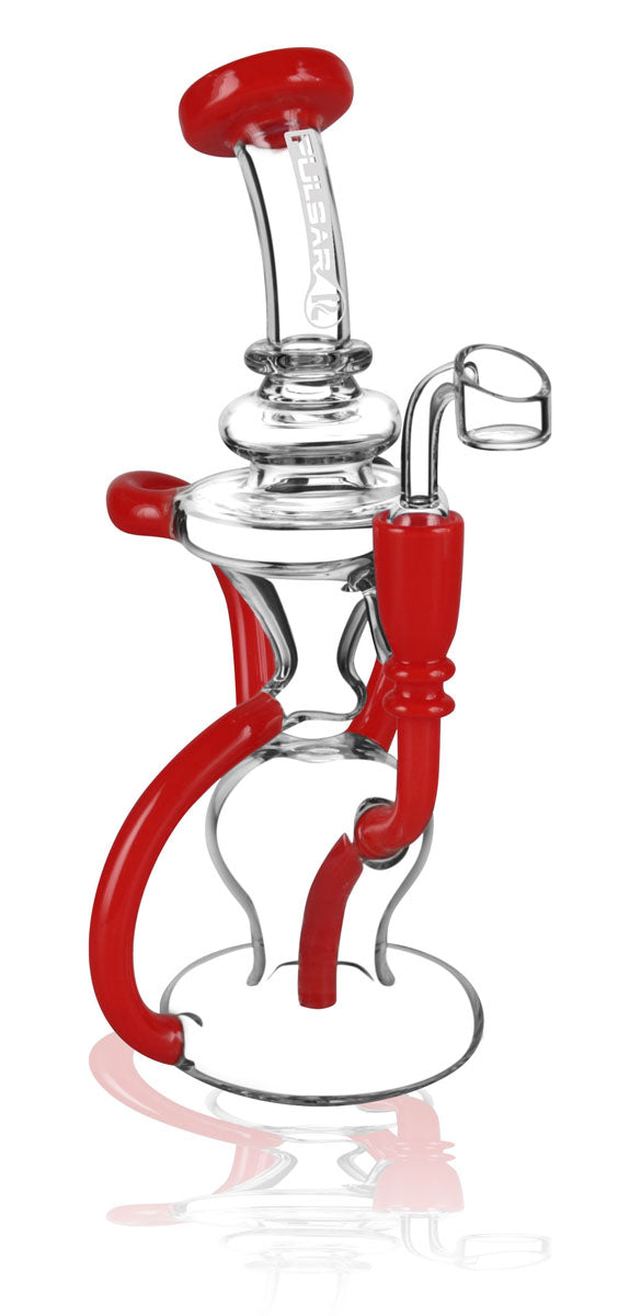 Pulsar Crazy Legs Recycler Rig, 9" with 14mm Female Joint, Assorted Colors, Borosilicate Glass