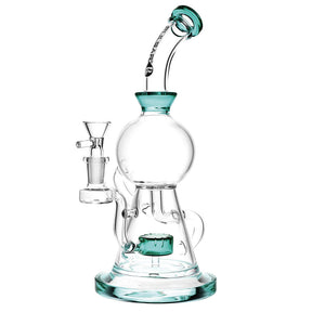 Pulsar Curves Recycler Water Pipe with Showerhead Percolator, 10.75" Tall, 90 Degree Joint, Front View