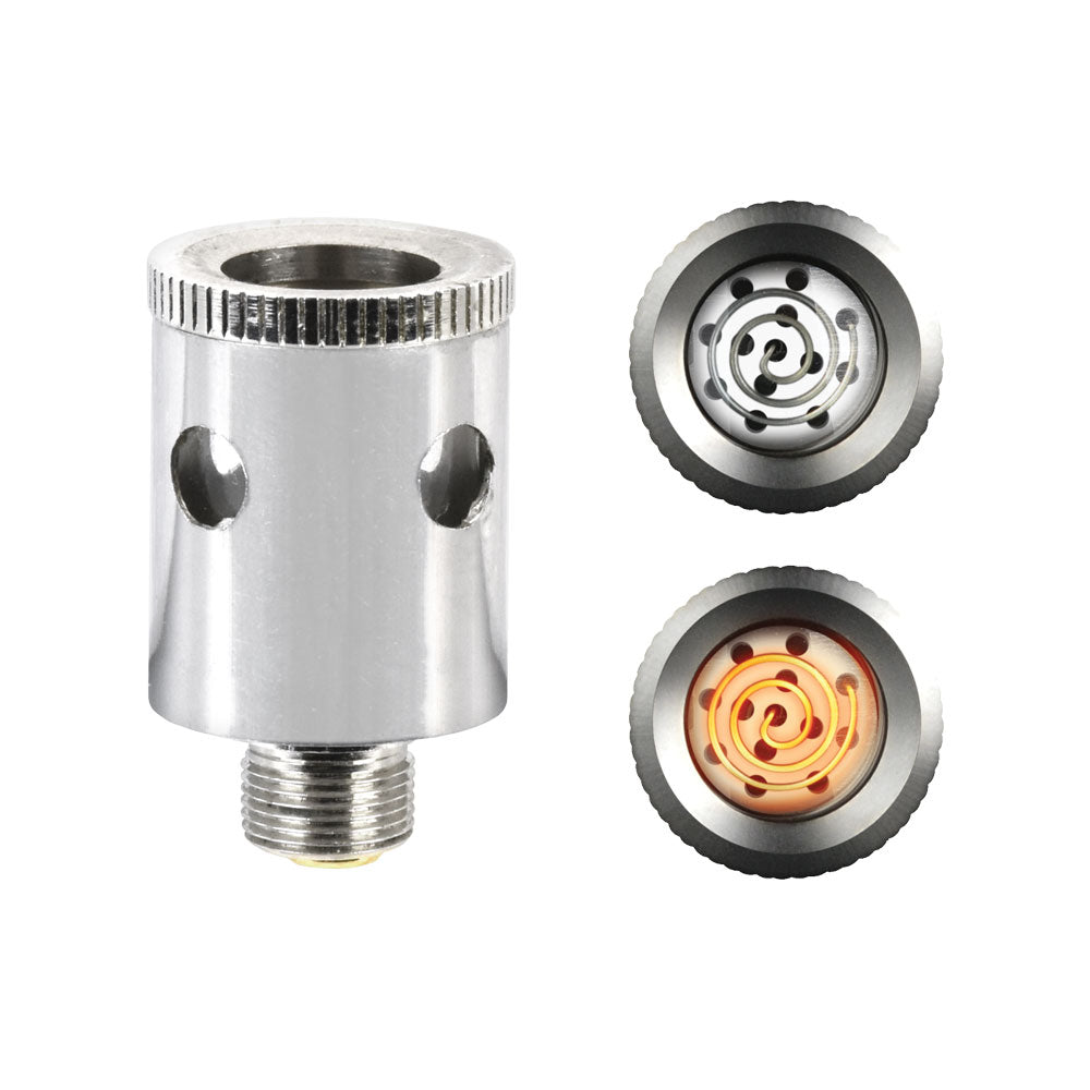 Pulsar Dabtron Electric Dab Rig atomizer with three views showing internal coil design