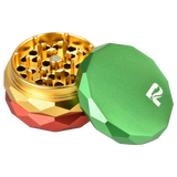 Pulsar Diamond Faceted 4-Part Aluminum Grinder in Green, Gold, and Red
