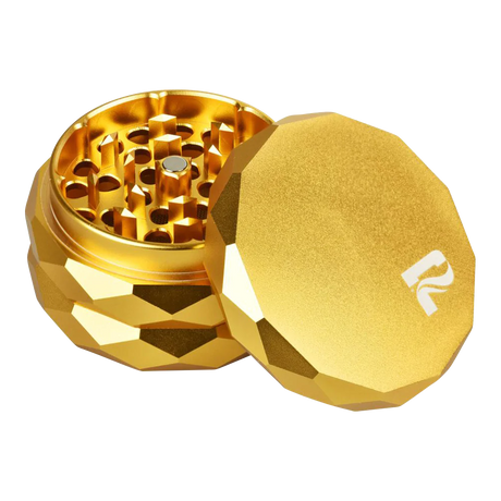Pulsar Diamond Faceted Aluminum Grinder, 4-Part, 2.25" Diameter, Compact Design, Gold