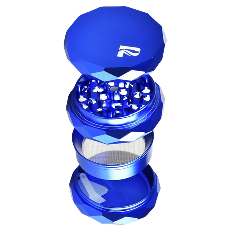 Pulsar Diamond Faceted Aluminum Grinder, 4-Part Design, Compact Size, Angled View