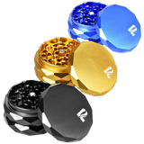 Pulsar Diamond Faceted Aluminum Grinders in Black, Blue, Gold - Compact and Portable