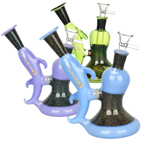 Pulsar Dichro Dolphin Water Pipes in various colors with borosilicate glass, front view