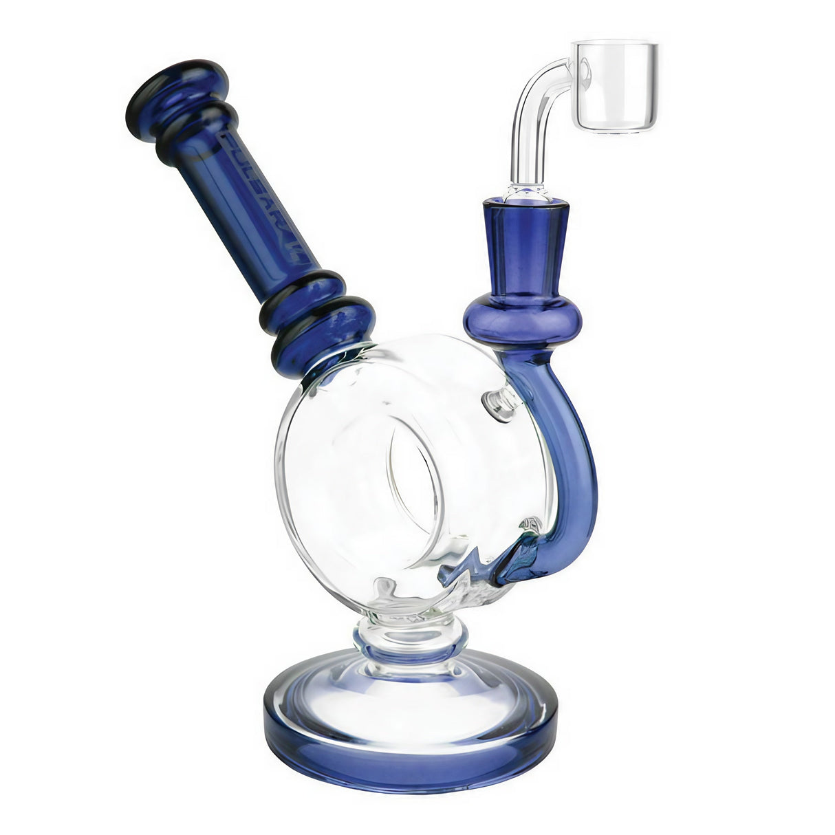 Pulsar Donut Oil Rig in Assorted Colors with Quartz Banger Nail, Front View on White Background