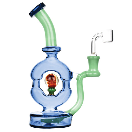 Pulsar Donut Oil Rig with In-Line Percolator, 14mm Female Joint, Borosilicate Glass, Front View