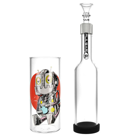 Pulsar DopeBot Gravity Water Pipe, 11.5" tall, 19mm female joint, clear borosilicate glass, robot graphic
