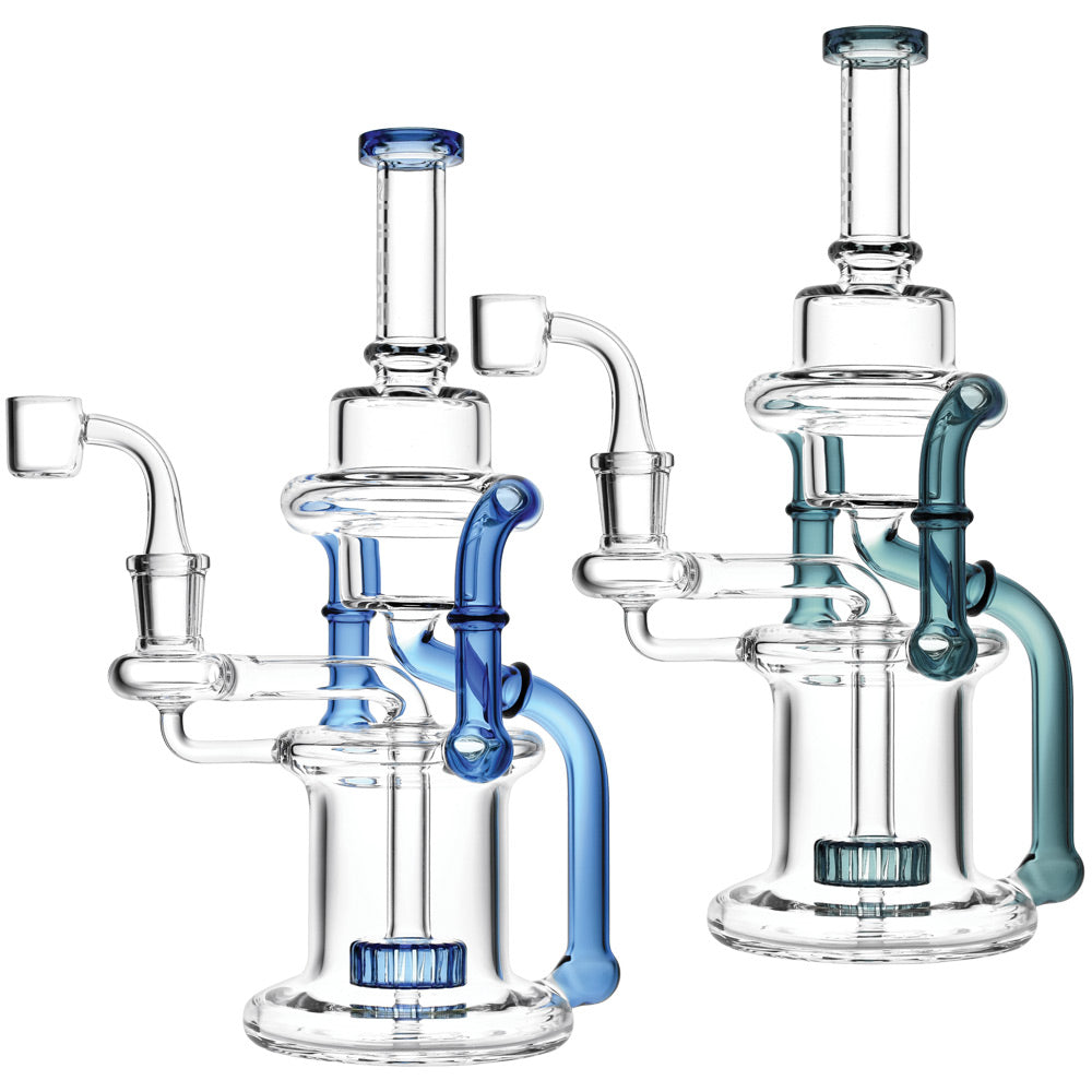 Pulsar Double Chamber Recycler Rig in Assorted Colors, 10 inch, 14mm Female Joint, Borosilicate Glass