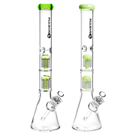 Pulsar Borosilicate Glass Bongs with Dual Jellyfish Percs, 45 Degree Joint, Front View