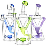 Pulsar Elegance Gravity Fed Recyclers in assorted colors with quartz bangers, front view