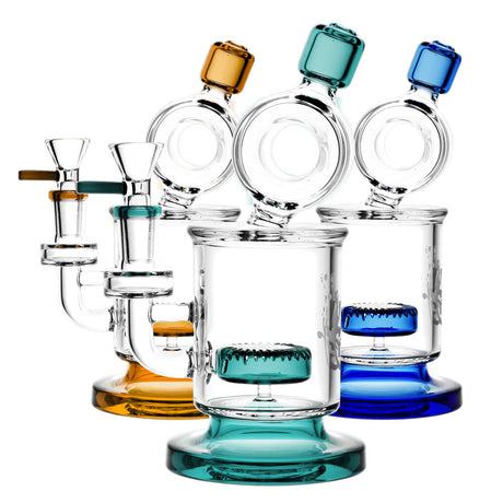 Pulsar Fat Can Water Pipes with Disc Percolator, 90 Degree Joint, and Color Accents