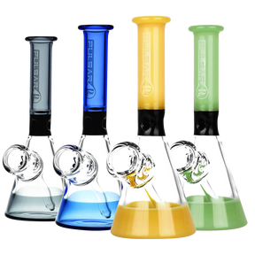 Pulsar Fixed Bowl Mini Beaker Bongs in assorted colors with borosilicate glass