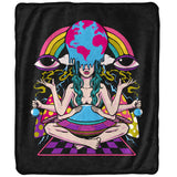 Pulsar Fleece Throw Blanket featuring a Meditation design with vibrant psychedelic graphics, 60" x 50" size