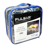 Pulsar Mystical Mushrooms Fleece Throw Blanket in packaging, size 60" x 50", cozy polyester material