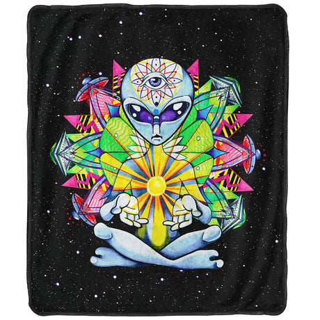 Pulsar Psychedelic Alien Fleece Throw Blanket, 50" x 60" Polyester, Colorful Home Decor