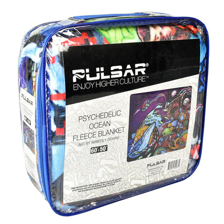 Pulsar Psychedelic Ocean Fleece Throw Blanket in packaging, vibrant colors, 50" x 60" size