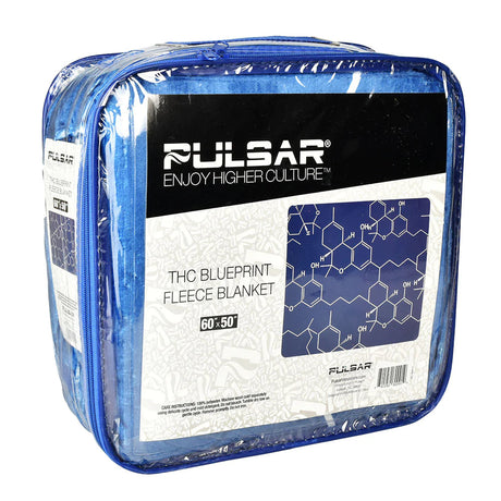 Pulsar THC Blueprint Fleece Blanket in packaging, cozy 50" x 60" size, ideal for home decor