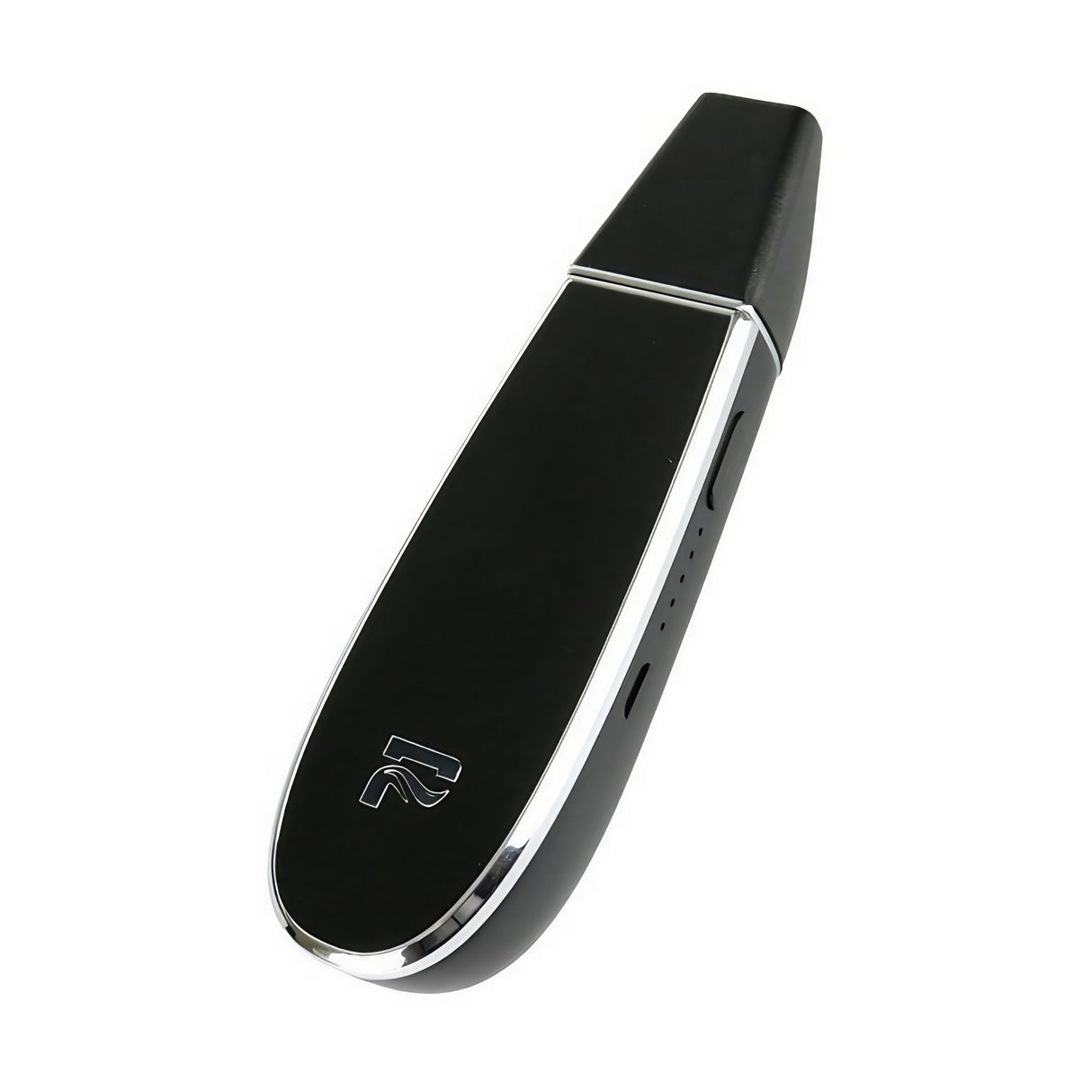 Pulsar Flow Vaporizer in sleek black with quartz lining, front view on a white background