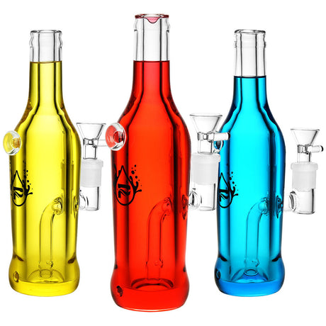 Pulsar Frosty Beverage Glycerin Bongs in Yellow, Red, Blue | 8.25" | 14mm Female Joint