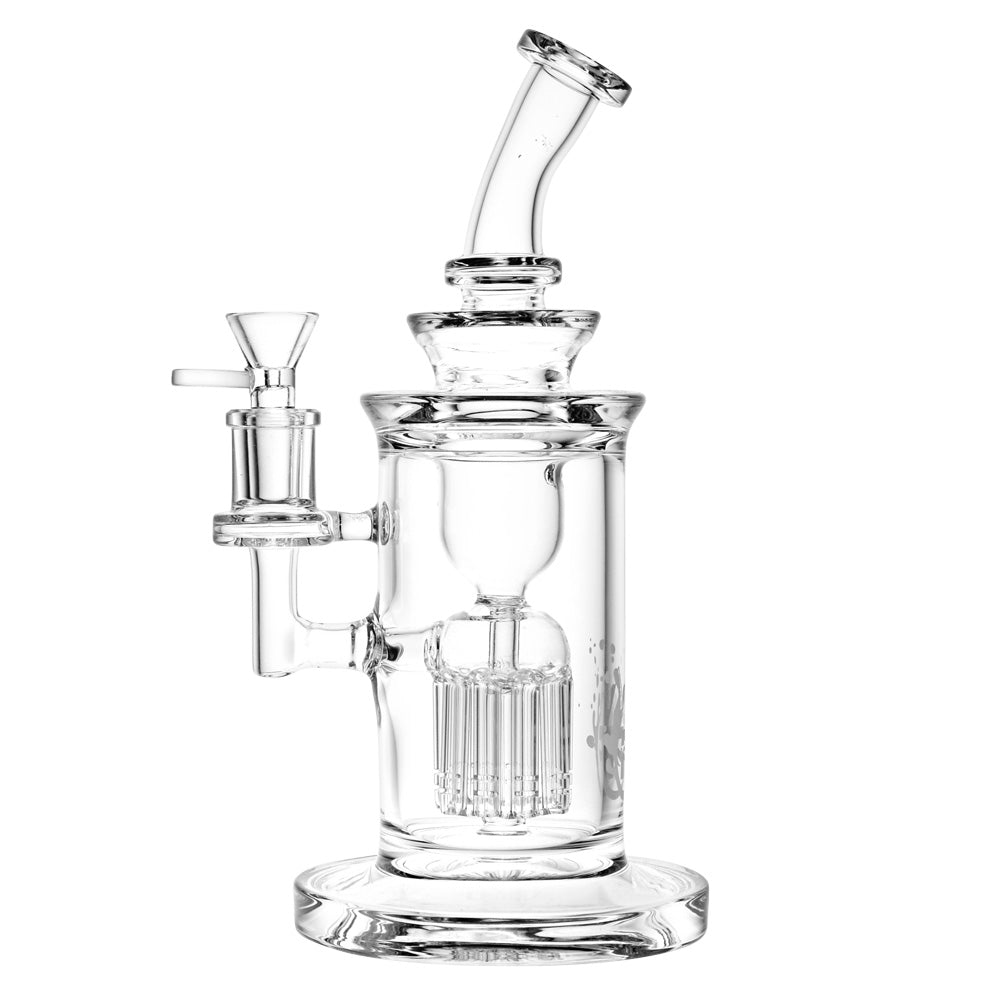 Pulsar Glass Tree Perc Recycler Water Pipe, clear borosilicate, 9" with 90 degree joint