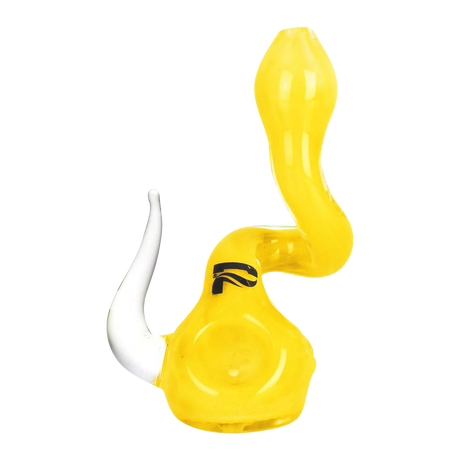 Pulsar Glass Twisted Standup Hand Pipe, Compact 4" Design, Yellow Borosilicate, For Dry Herbs